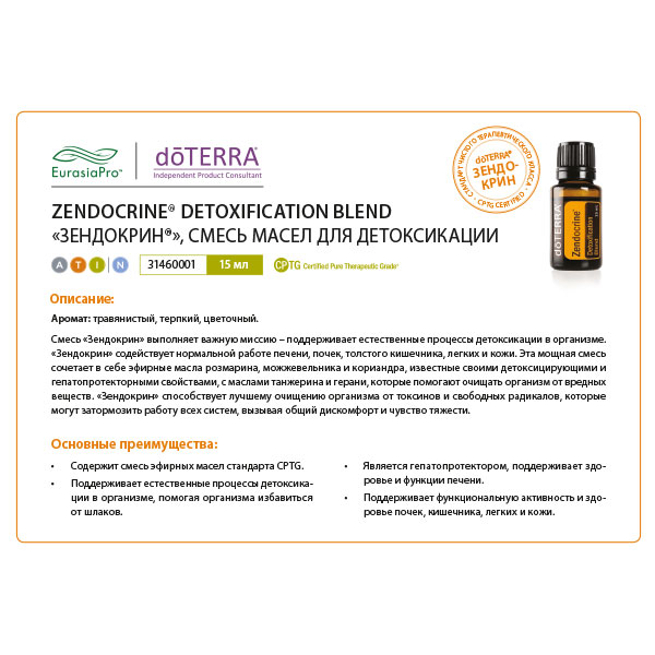 Листовка doTERRA "Зендокрин. Смесь масел" 31460001
