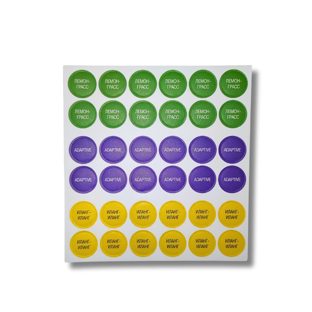 Стикеры: Лемонграсс, Adaptive, Иланг-Иланг (3×12 шт.)