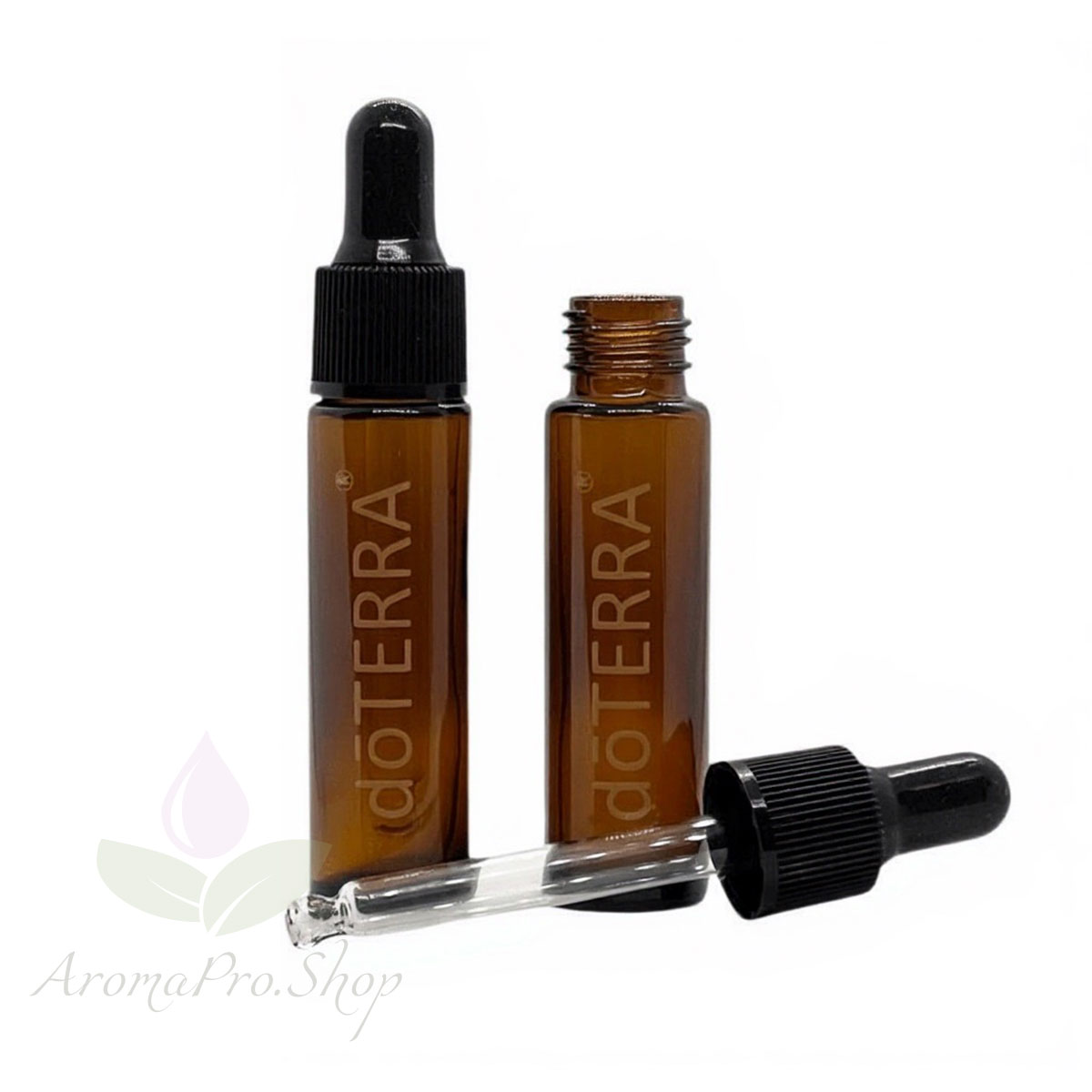 Флакон с пипеткой темное стекло, 10 мл, с золотистой надписью doTERRA АромаПро