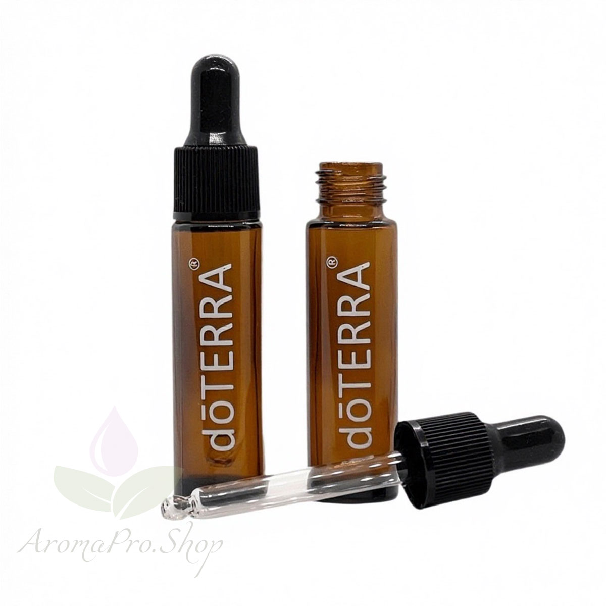 Флакон с пипеткой темное стекло, 10 мл, с белой надписью doTERRA АромаПро