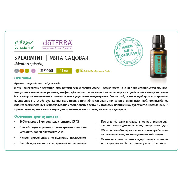 Листовка doTERRA  "Садовая мята. Эфирное масло" 31610001